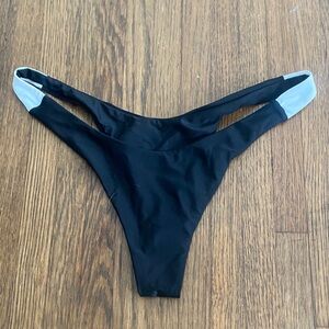 Black and White Women's Swim Bottom Thong Size Large